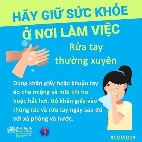 WHO cùng Bộ Y tế Việt Nam vừa xây dựng bộ infographic hướng dẫn những việc cần làm để phòng chống bệnh Covid-19 tại nơi làm việc.